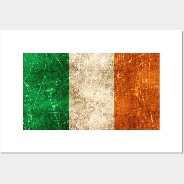 Vintage Aged and Scratched Irish Flag Wall Art by jeffbartels